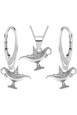 Goldene Hufeisen Schmuckset Mini Wunderlampe Set Anhänger Kette Brisur Ohrringe 925 Silber Mädchen (4-tlg, inkl. Etui), mit 40cm Halskette - Verkäufer: