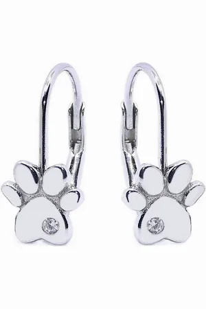 Goldene Hufeisen Paar Ohrhänger Pfötchen Pfoten Brisuren Ohrringe aus 925 Sterling Silber mit Zirkonia (inkl. Etui), Rhodiniert - Verkäufer: