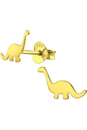 Goldene Hufeisen Paar Ohrstecker Dinosaurier aus 925 Sterling Silber Vergoldet (1 Paar, inkl. Etui), Anlaufgeschützt - Verkäufer: