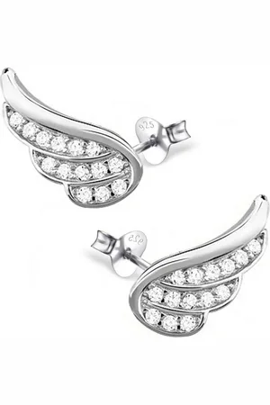 Goldene Hufeisen Paar Ohrstecker Engelsflügel Ohrstecker 925 Silber mit Pavé Zirkonia Flügel Ohrringe (1 Paar, inkl. Etui), Rhodiniert, Pave-Fassung - Verkäufer: