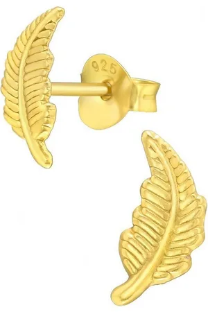 Goldene Hufeisen Paar Ohrstecker Feder Ohrstecker aus 925 Sterling Silber Vergoldet 9 x 4 (1 Paar, inkl. Etui), Anlaufgeschützt - Verkäufer: