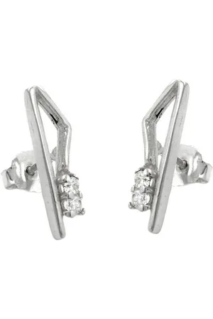 GALLAY Paar Ohrstecker Ohrring 17x5mm mit je 2 Zirkonias weiß glänzend Silber 925 (1-tlg) - Verkäufer: Cats Collection