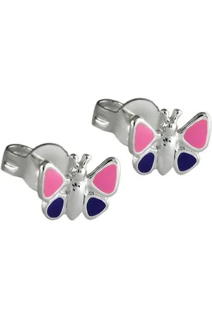 GALLAY Paar Ohrstecker Ohrring 8mm Kinderohrring Schmetterling pink-lila-lackiert Silber 925 (1-tlg) - Verkäufer: Cats Collection