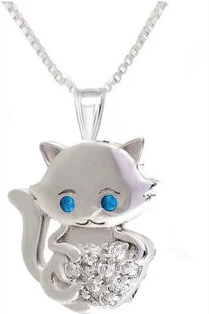 schmuck23 Kettenanhänger Kinder Anhänger Kette Katze Zirkonia 925 Silber Mädchen (Halskette mit Anhänger), Silberanhänger Kettenanhänger Kinderschmuck Halskette - Verkäufer: