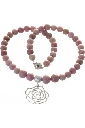 Bella Carina Perlenkette Kette mit Rhodochrosit Perlen und Silber Anhänger Rose, mit Anhänger Rose aus 925 Silber - Verkäufer: