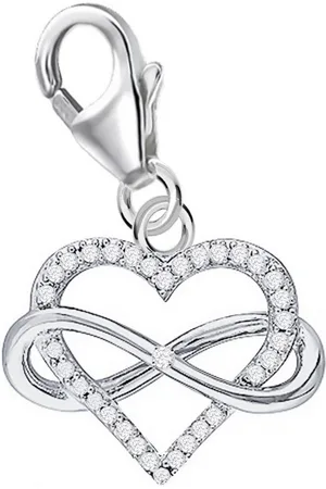 Goldene Hufeisen Charm Herz Charm Anhänger Unendlichkeit Herz mit Zirkonia 925 Sterlingsilber (1 Stück, inkl. Etui), rhodiniert - Verkäufer: