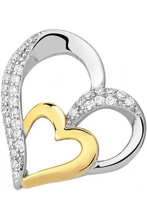 Goldene Hufeisen Kettenanhänger Herz Anhänger 925 Silber mit Zirkonia Kristall Gold Kettenanhänger (1 Stück, inkl. Geschenkbox), Schmuck für Damen 925 Sterlingsilber Vergoldet - Verkäufer: