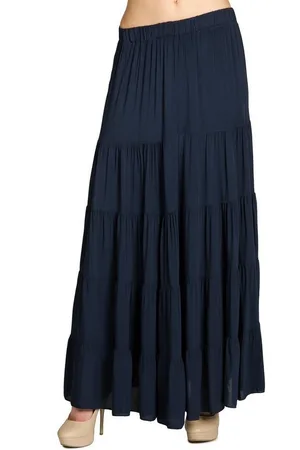 CASPAR Faltenrock RO020 langer eleganter Damen Maxi Sommer Rock mit figurfreundlichem Stretch Bund - Made in Italy - Verkäufer: & SIKORA