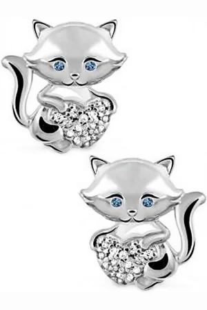 Goldene Hufeisen Paar Ohrstecker Katze mit Herz Ohrstecker aus 925 Silber Zirkonia Kristall Ohrringe (1 paar, inkl. Etui), Rhodiniert, Anlaufgeschützt - Verkäufer: