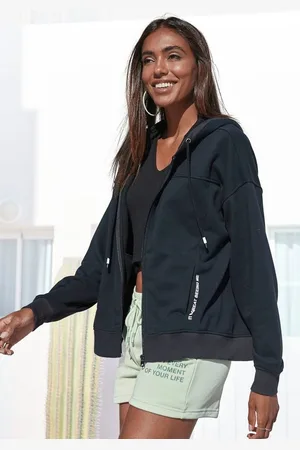 Buffalo Kapuzensweatjacke mit Statement Druck, Loungeanzug