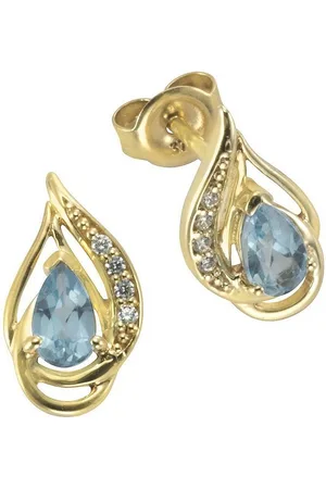 vivance collection Paar Ohrstecker 375/- Gelbgold mit Blautopas/Zirkonia