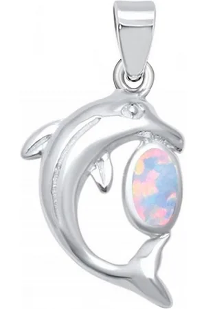 Goldene Hufeisen Kettenanhänger Opal Delfin Anhänger für Halskette aus 925 Silber Kettenanhänger (1 Stück, inkl. Etui) - Verkäufer: