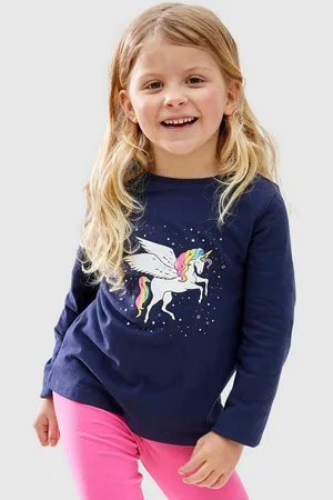Kidsworld Langarmshirt mit süßem Einhorn Druck langärmlig, hüftlange Passform, stylischer Druck