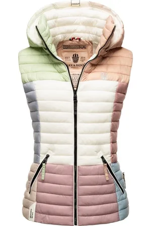Navahoo Steppweste Shadaa Multikulti Ärmellose Damen Weste im Colourblocking-Stil und Kapuze