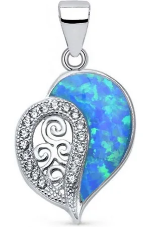 Goldene Hufeisen Herzanhänger Opal Herz Anhänger aus 925 Sterling Silber Kettenanhänger mit Zirkonia (inkl. Etui), 925 Sterling Silber mit Zirkonia Silberschmuck für Damen - Verkäufer: