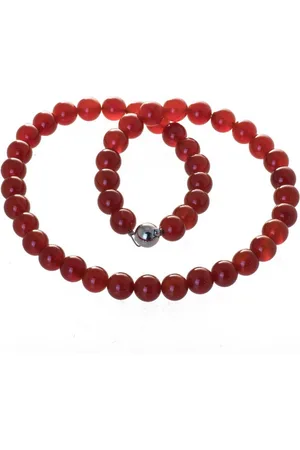 Bella Carina Perlenkette Kette mit 10 mm Karneol Perlen, Magnetverschluss - Verkäufer: