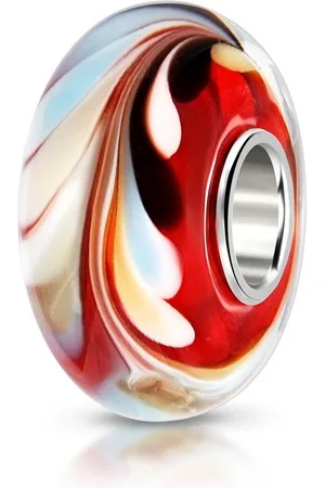 Materia Bead Glasperle Feder abstrakt Bunt 612, Kern aus 925 Sterling Silber - Verkäufer: Schmuck