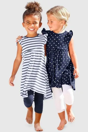 Kidsworld Jerseykleid für kleine Mädchen (Packung, 2-tlg) kniefrei, modischer Stil, aus reiner Baumwolle, breite Träger