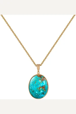 Zeeme Kette mit Anhänger Silber 925 vergoldet 42+5cm lang mit rek. Türkis