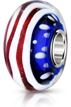 Materia Bead Glasperle Flagge USA / Stars and Stripes 1420, Kern aus 925 Sterling Silber - Verkäufer: Schmuck