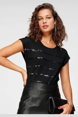 Laura Scott T-Shirt ärmellos, hüftlang, mit glitzernden Pailletten