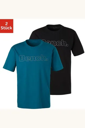 Bench T-Shirt (2-tlg) Shirt mit Logoprint, Basicshirt mit Rundhals aus reiner Baumwolle
