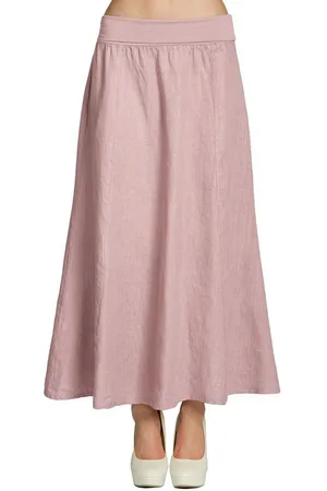 CASPAR Faltenrock RO019 Damen langer Maxi Sommer Leinenrock mit figurfreundlichem Stretch Bund - Made in Italy - Verkäufer: & SIKORA