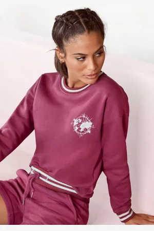Buffalo Sweatshirt mit Kontrast-Rippbündchen und Druck, Loungeanzug