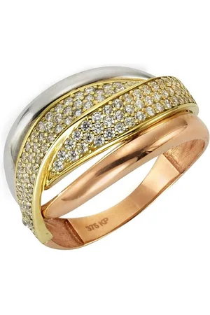 ELLEN K. Fingerring 375 Gold dreifarbig Zirkonia