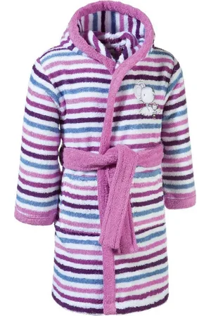 Erwin Müller Kinderbademantel Kinder-Bademantel mit Kapuze, Rückenlänge: 65 cm, Frottier, mit Kapuze, default, Walk-Frottier Streifen - Verkäufer: