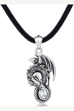 DonDon Kette mit Anhänger Lederkette Halskette 50 cm (1-tlg), Herren-Halskette mit Lederband, maskuline Anhänger, im Samtbeutel - Verkäufer: urban-styles