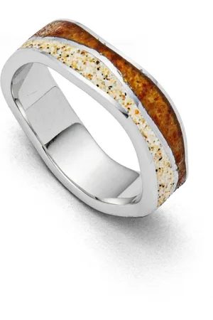 DUR Fingerring Schmuck: Ring "Wellen" mit Strandsand und Bernstein R5475 - Verkäufer: Strandsandschmuck