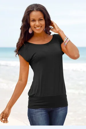 Lascana Longshirt mit breitem Bund aus weichem Viskose-Stretch