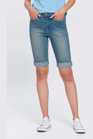 ARIZONA Jeansbermudas schmale Passform, krempelbarer Saum, Usedwaschung, hohe Leibhöhe