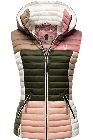 Navahoo Steppweste Shadaa Multikulti Ärmellose Damen Weste im Colourblocking-Stil und Kapuze