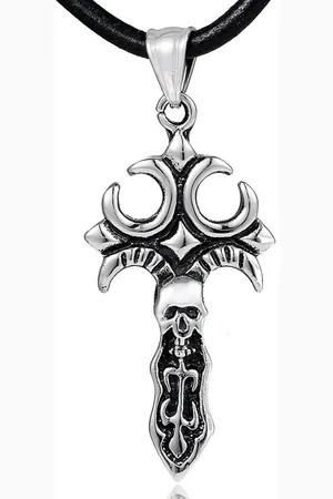 DonDon Kette mit Anhänger Lederkette Halskette 50 cm (1-tlg), Herren-Halskette mit Lederband, maskuline Anhänger, im Samtbeutel - Verkäufer: urban-styles