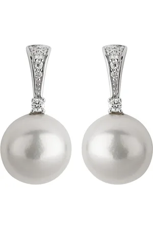 Orolino Paar Ohrstecker Gold mit 2 weißen Perlen und 12 Brillanten zus. 0,07ct.