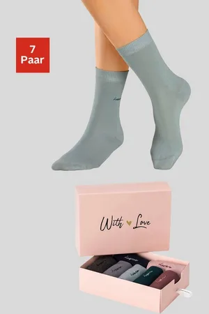 Lascana Basicsocken (Box, 7-Paar) mit hochwertiger Logo Stickerei