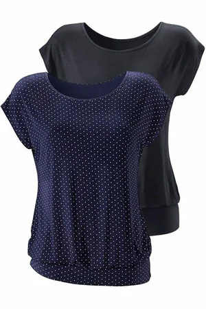 Lascana Longshirt mit breitem Bund (2er-Pack) aus weichem Viskose-Stretch
