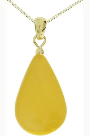 Ostsee-Schmuck Kette mit Anhänger - Tropfen flach, ca. 22 mm lang - Silber 925/000, (2-tlg) - Verkäufer:
