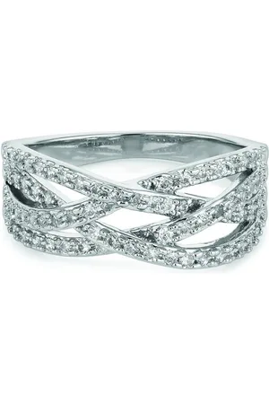 Buckley London Fingerring Messing rhodiniert Kristalle