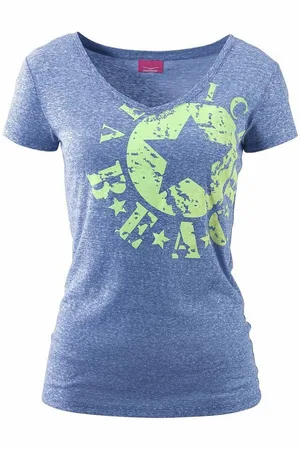 Venice Beach Strandshirt mit Logo-Druck aus melierter Ware, Vintage-Look, sportlich-casual