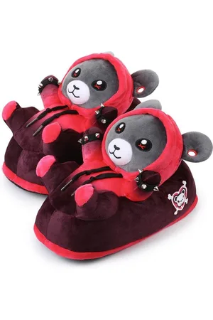 corimori Tier Pantoffeln für Erwachsene Einheitsgröße 34-44 Plüsch Hausschuhe (Packung) EU Einheitsgröße 34-44, Punk Teddy Ember, Bär, Kinder und Erwachsene - Verkäufer: GmbH