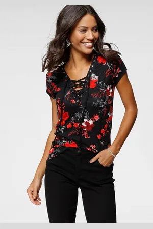 Laura Scott T-Shirt figurbetont, tiefer V-Ausschnitt, elastisches Material