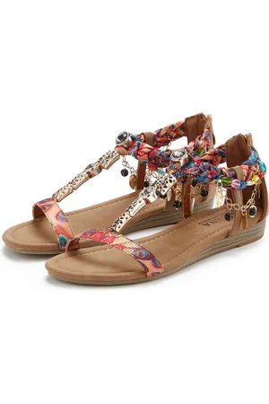 Lascana Sommerschuh Sandale Sandalette, Sommerschuh mit Schmuckkettchen und Schmucksteinen VEGAN