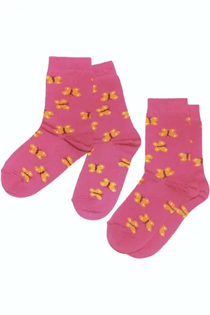 WERI SPEZIALS Strumpfhersteller GmbH Socken Kinder Socken 2-er Pack für Mädchen >>Kleine Schmetterlinge<< aus Mercerisierter Baumwolle (Set) 2er-Pack - Verkäufer: Strumpf-Welt GbR