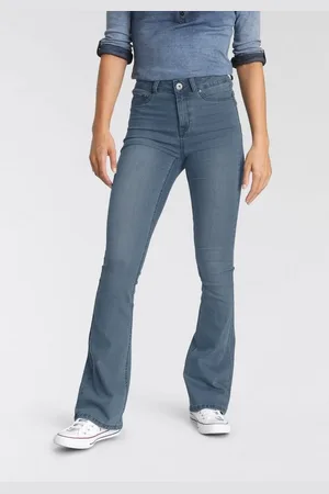ARIZONA Bootcut-Jeans Ultra Stretch ausgestellte Beinform, Used-Waschung, hohe Leibhöhe