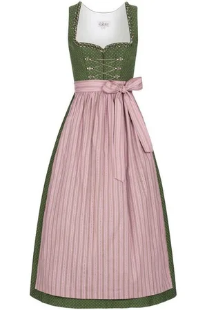 Nübler Dirndl Damen Dirndl lang im Landhausstil, Rocklänge 90cm (Dirndl Set lang THEA, 2-tlg., Dirndl Kleid mit Schürze) Moderne Tracht im bayerischen Stil - Trachtenmode Damen - Verkäufer: Trachtenhof