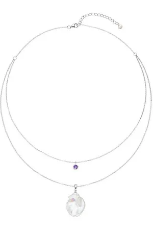 Firetti Kette mit Anhänger Schmuck Geschenk, Halskette Perle mehrreihig, Made in Germany - mit Edelstein - mit Süßwasserzuchtperle