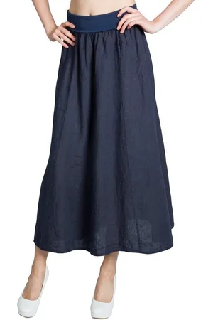 CASPAR Faltenrock RO019 Damen langer Maxi Sommer Leinenrock mit figurfreundlichem Stretch Bund - Made in Italy - Verkäufer: & SIKORA